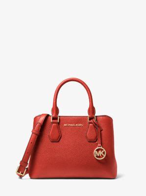 michael kors camille small pebbled leather satchel black|Camille Small Leather Satchel .